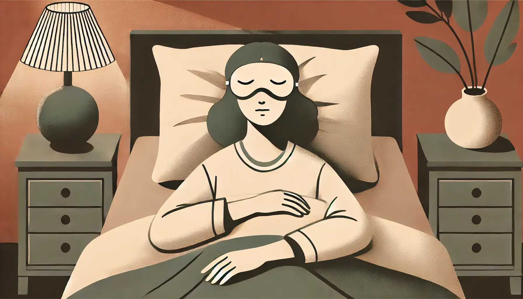 Person sleeping soundly wearing an eye mask eye mask
